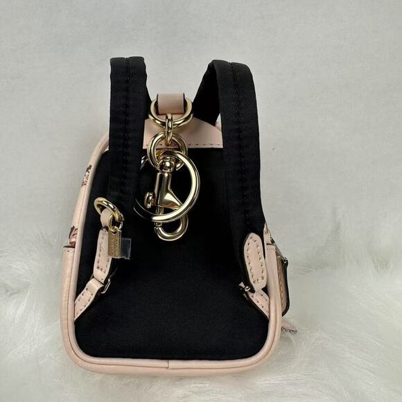 COACH Mini Court Backpack Bag Charm W/ Rosette Print Blush Multi CAA68 Last One! - Picture 8 of 8